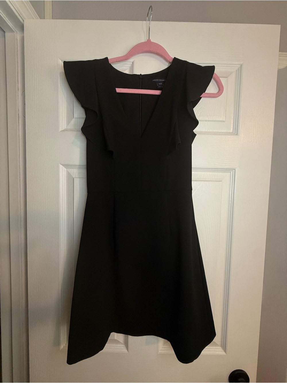 French Connection Black Flutter Sleeve Mini Dress